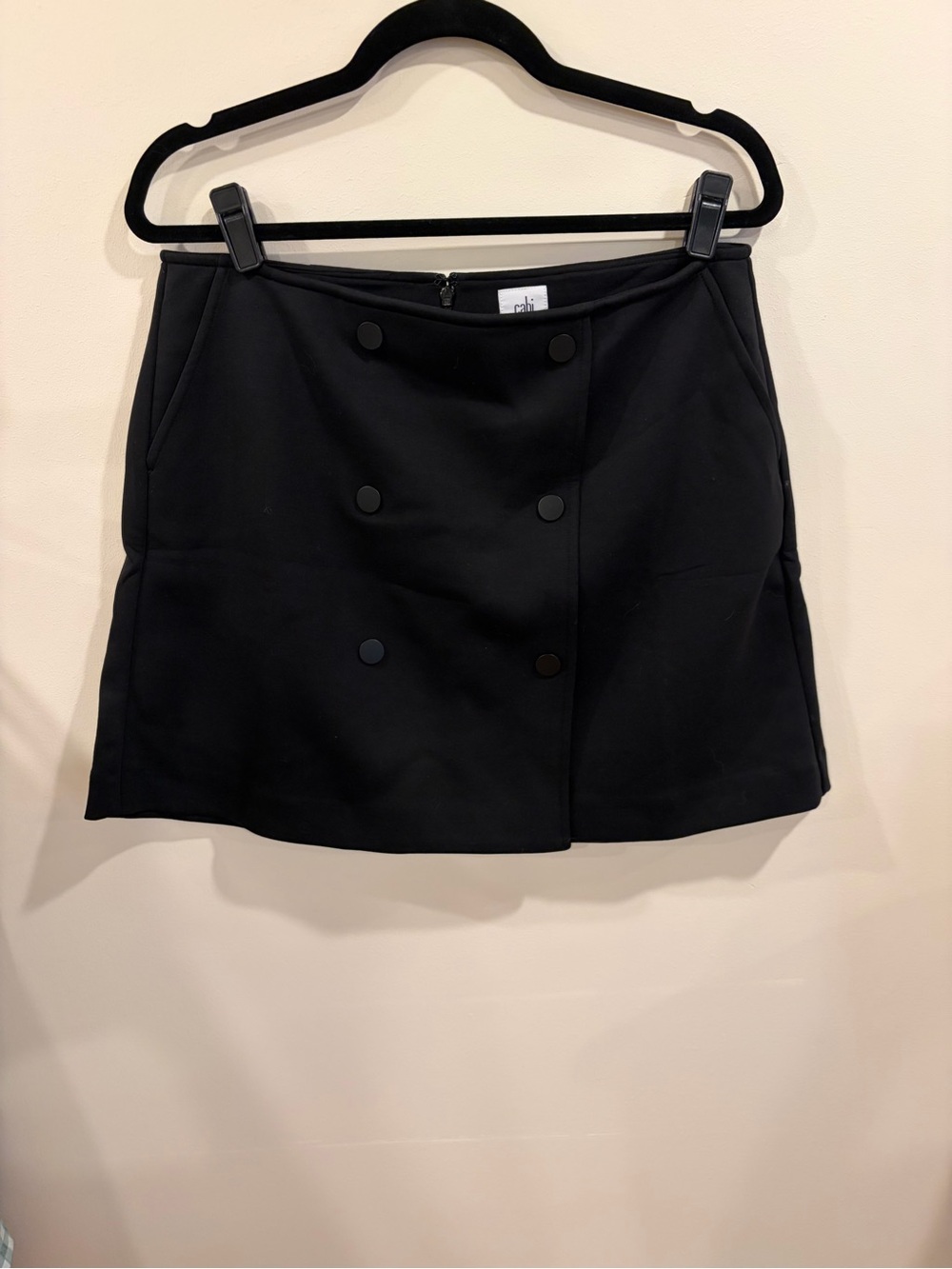 Classic Black Double-Breasted Mini Skirt Size 10 style#4764